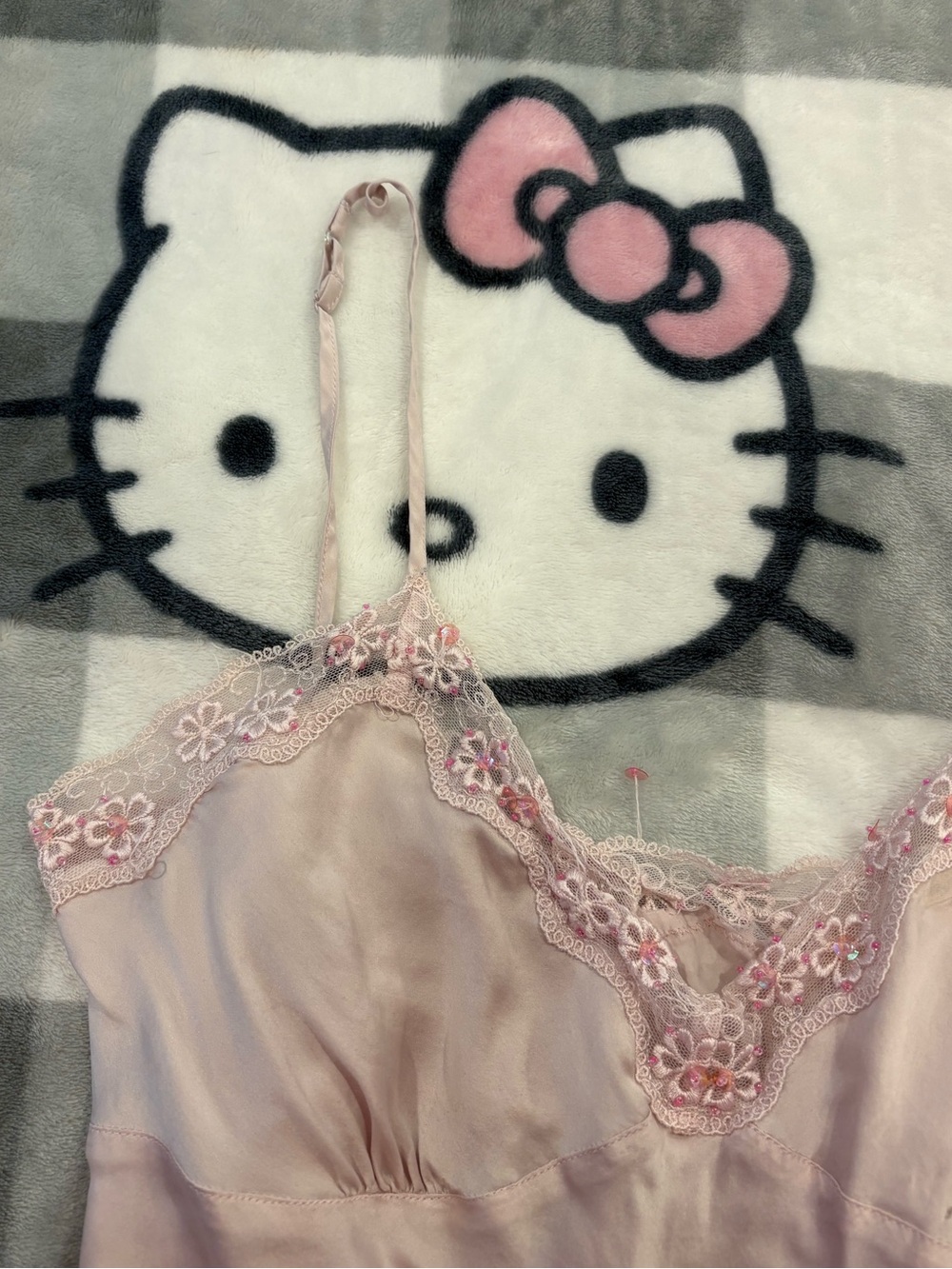 Ninety Pink 100% Silk Floral Lace Y2K Cami Top - Picture 4 of 10